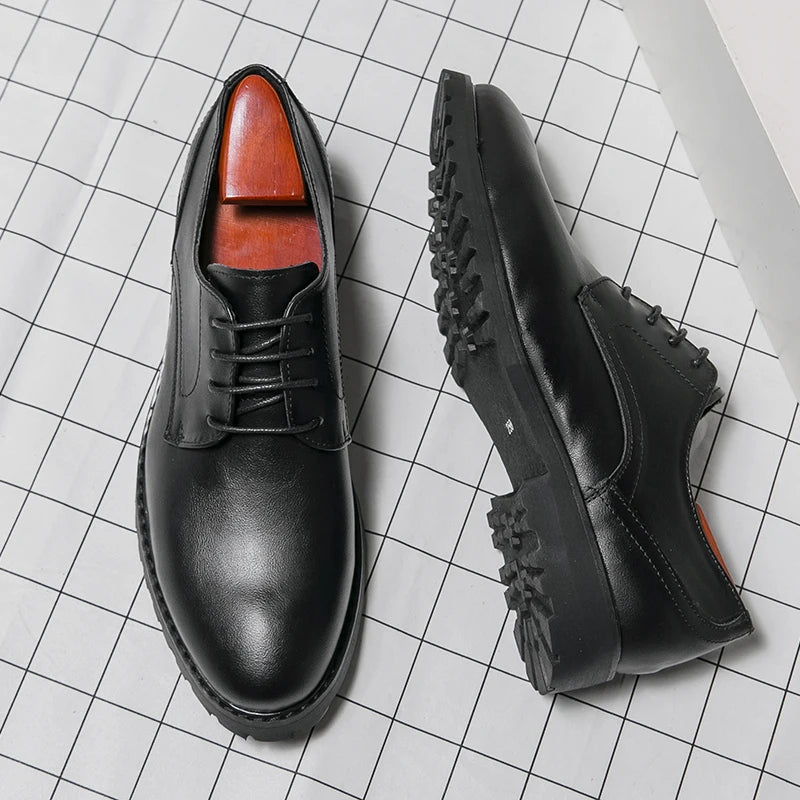 2024 Autumn Black Dress Men Leather Shoes Formal Casual safety Shoes Men Driving Work Derby Shoes Work Business Casual Sneakers