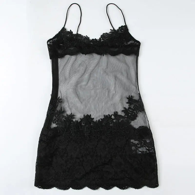 Sheer Lace Camisole Dress with Ultra Spicy and Lightweight Mesh; Sexy Dress for A Minority of Hot Girls