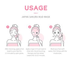 Japan Sakura Clay Mask Deep Cleansing Brightening Skin Mud Korean Face Mask Oil Control Shrink Pores Skin Care 80g