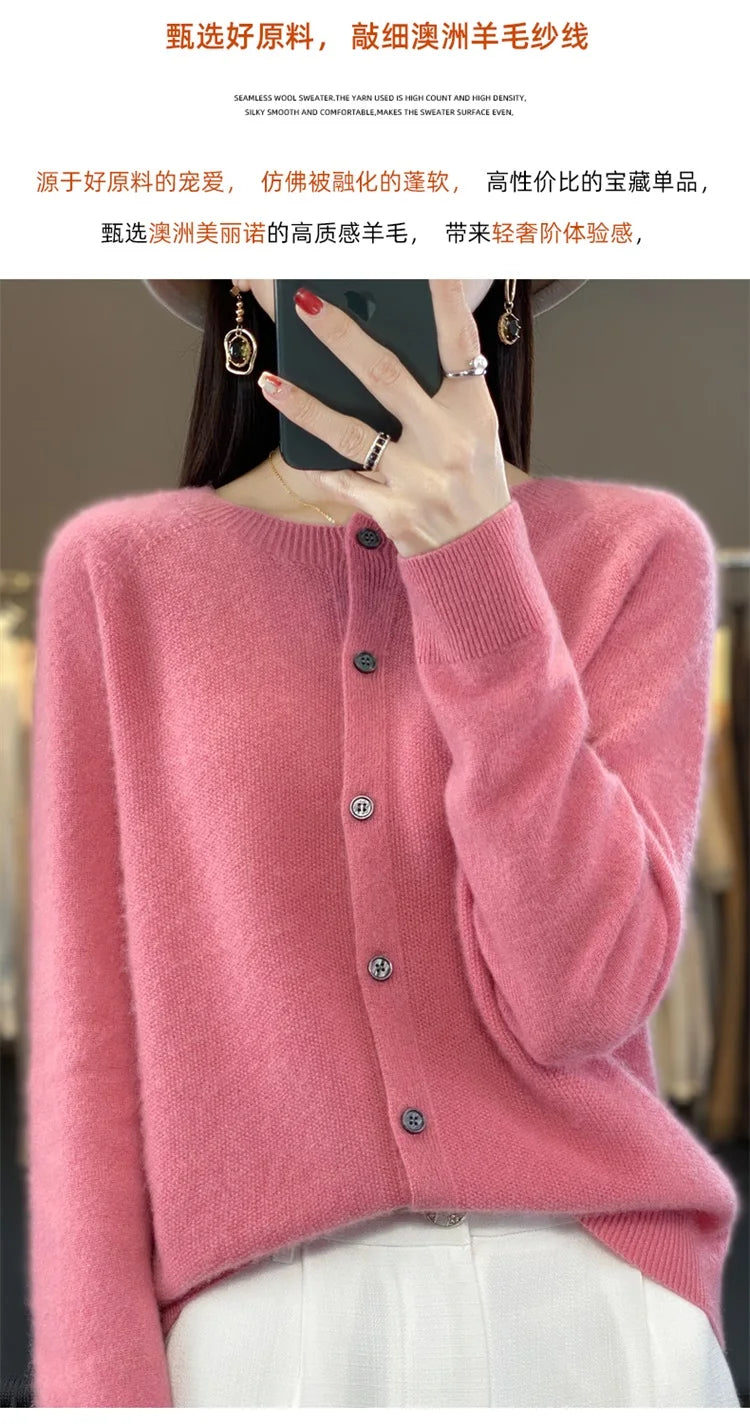 Spring and Autumn  New 100% pure merino cashmere sweater women's O-neck