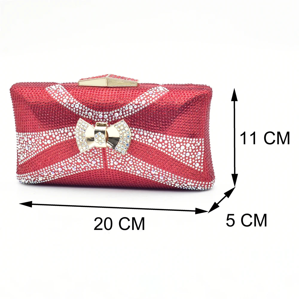 Latest Red Color Italian Ladies Shoes and Bag Sets Decorated with Rhinestone African Matching Shoes and Bags Italian In Women