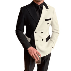 Black White Men Suits For Wedding Slim Fit Peak Lapel Blazers Pants 2 Piece Formal