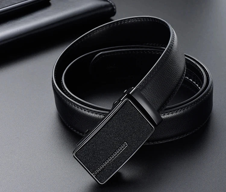 2023 New  cow genuine leather men's belt cowhide strap for male automatic buckle belts for men black buckle belts