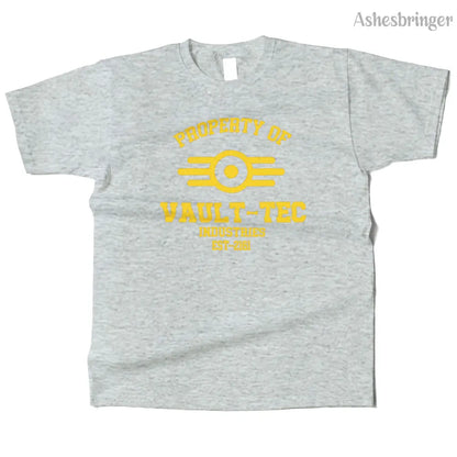 Mens Cotton Property of Vault Tec Graphic T Shirt Street Casual Style Tee for Men and Women