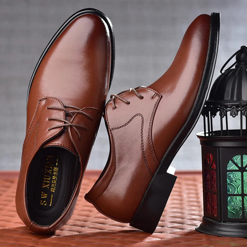 Men Dressing Shoes Formal for Men's Casual Shoe Leather Social Wedding Designer Pointed Toe Black Office Winter Shoes Brand 2023