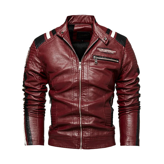 Mens Vintage Motorcycle Jacket Men Fashion Biker Leather Jacket Male