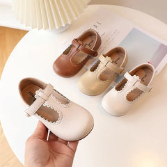 Children's Leather Shoes Simple Cute Kids Lace Breathable