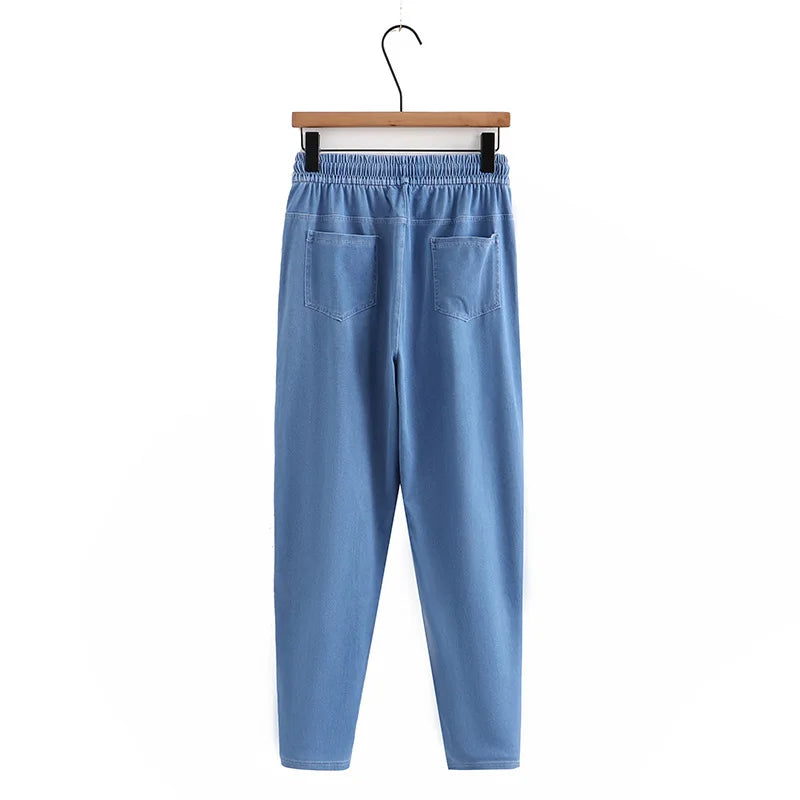 Plus Size Women Jeans Oversized Curve Clothes High Waist Harem Pants