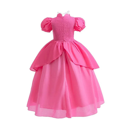 Girls Fancy Peach Cosplay Dress up Princess Game Role Play 4 6 8 10 Yrs Kids Final Level Peach Costume Movie Elegant Party Frock