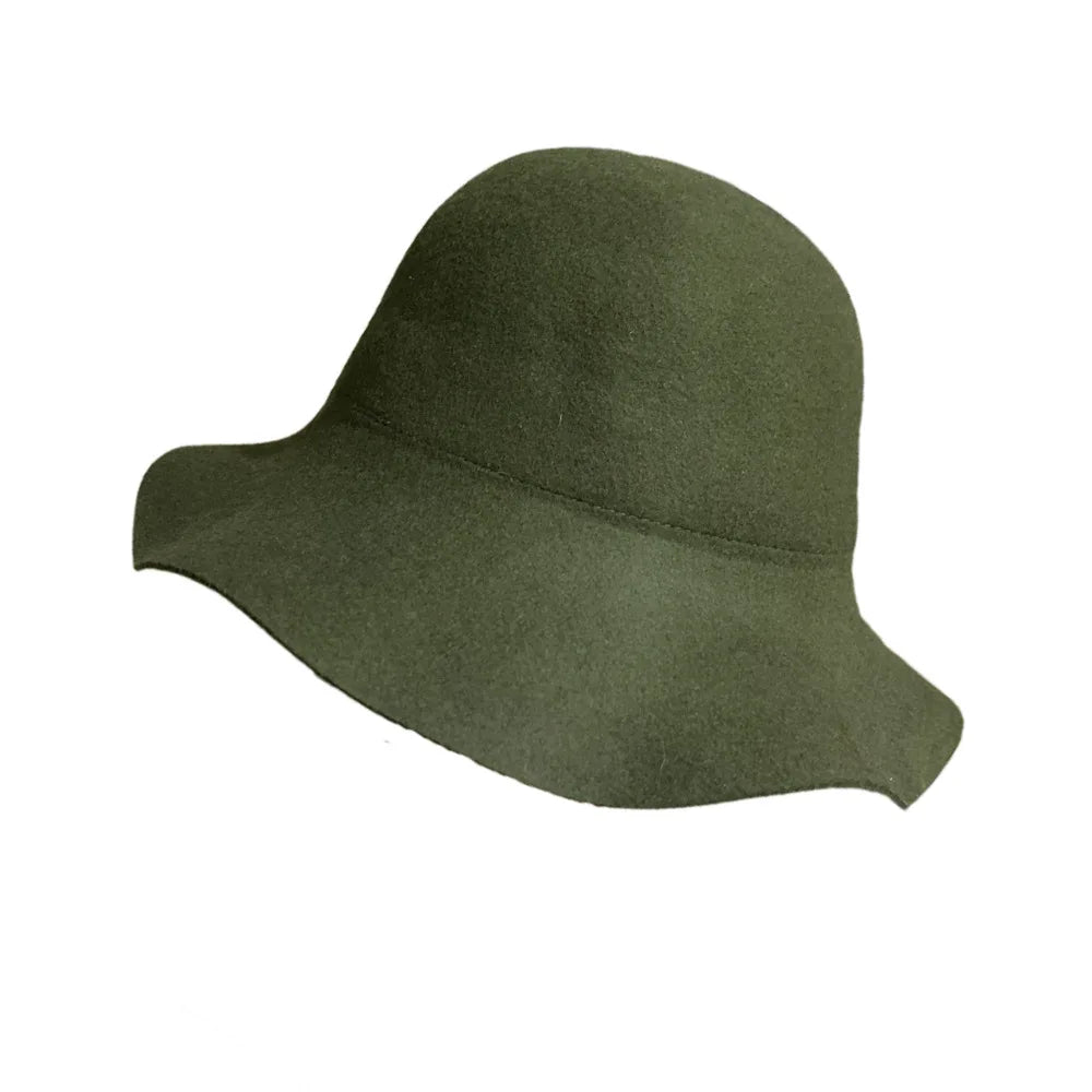 2025 NEW Fedora Hat Women's Autumn Wave Curled English Retro Versatile Fisherman Hat Fashion Hepburn Style Woolen Top Hat
