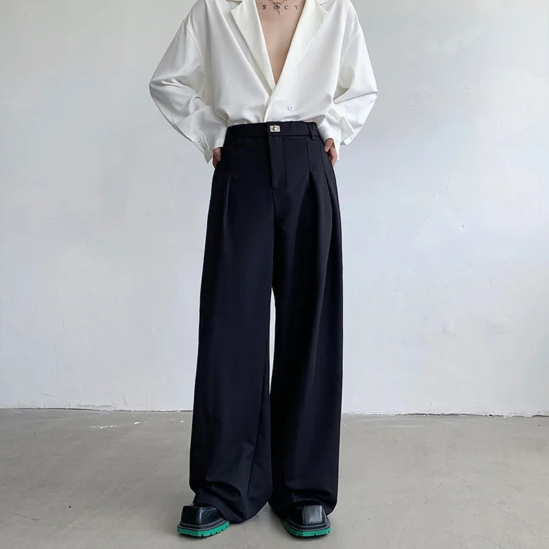 Baggy Black Mens Oversized Fashion Society Mens Dress Pants Mens Office Formal Trousers