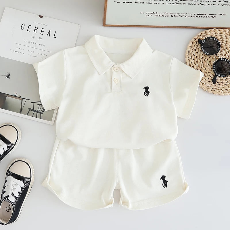 New Summer Children Boys Clothing Kids Cotton Polo T-Shirt Shorts 2Pcs/Set Toddler Casual Sport Suits Baby Clothes Tracksuits