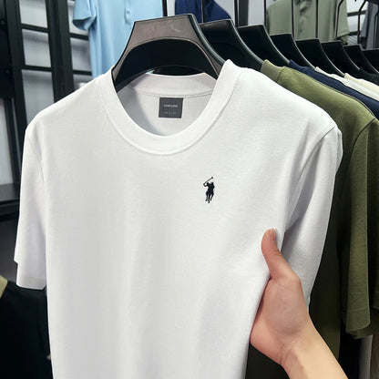 High end silky cotton breathable short sleeve T-shirt men summer designer Paul brand embroidered fashion casual round neck top