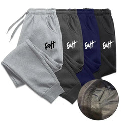 Men's Letter Printing Joggers Autumn Winter Drawstring Casual Pants Fleece Sweatpants