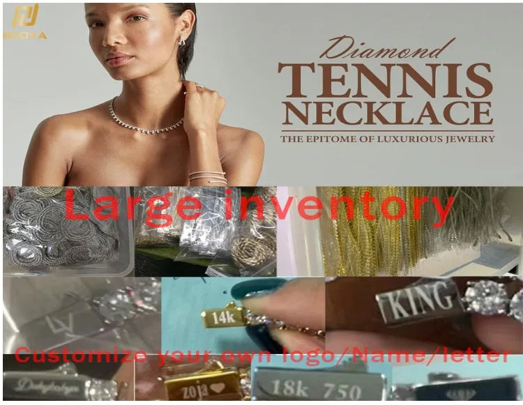Hip Hop Jewelry Cubic Zirconia Iced Out Tennis Chain Iced Out 18k Gold Plated Bling Necklace For Women Free Custom Laser Logo