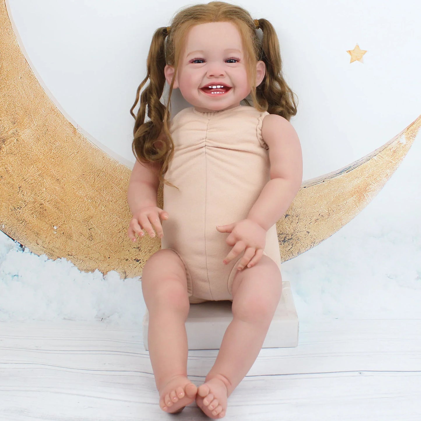 BZDOLL 60 CM 3D-Paint Skin Cloth Body Silicone Reborn Doll Baby Girl Blood Vessels Bebe Lifelike Art Hand Made Smile Toddler
