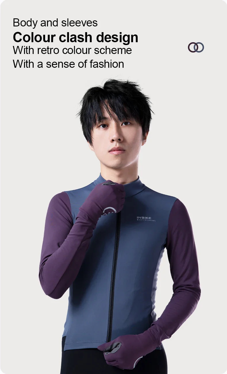 INBIKE Fleece Men's Cycling Jersey  Winter Cycling Sets Warm Long-sleeved Suit Soad Bike Bicycle Jacket Overalls Riding Suit