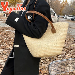 Large Capacity Straw Bag For Women Knitted Straw Bag Bohemia