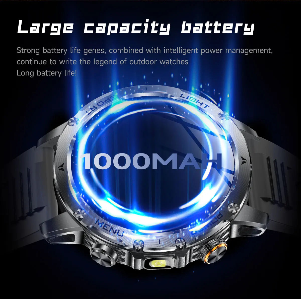 2025 New Military T-Rex 3 Ultra 1000mAh Battery Smart Watch 5ATM Waterproof Flashlight Heart Rate Sports tracker Smartwatch Men