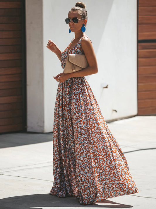 Jastie Women Summer Dress Floral Print Maxi Dresses Bohemian Hippie Beach Long Dress Women's Clothing 2025 vestidos de verano