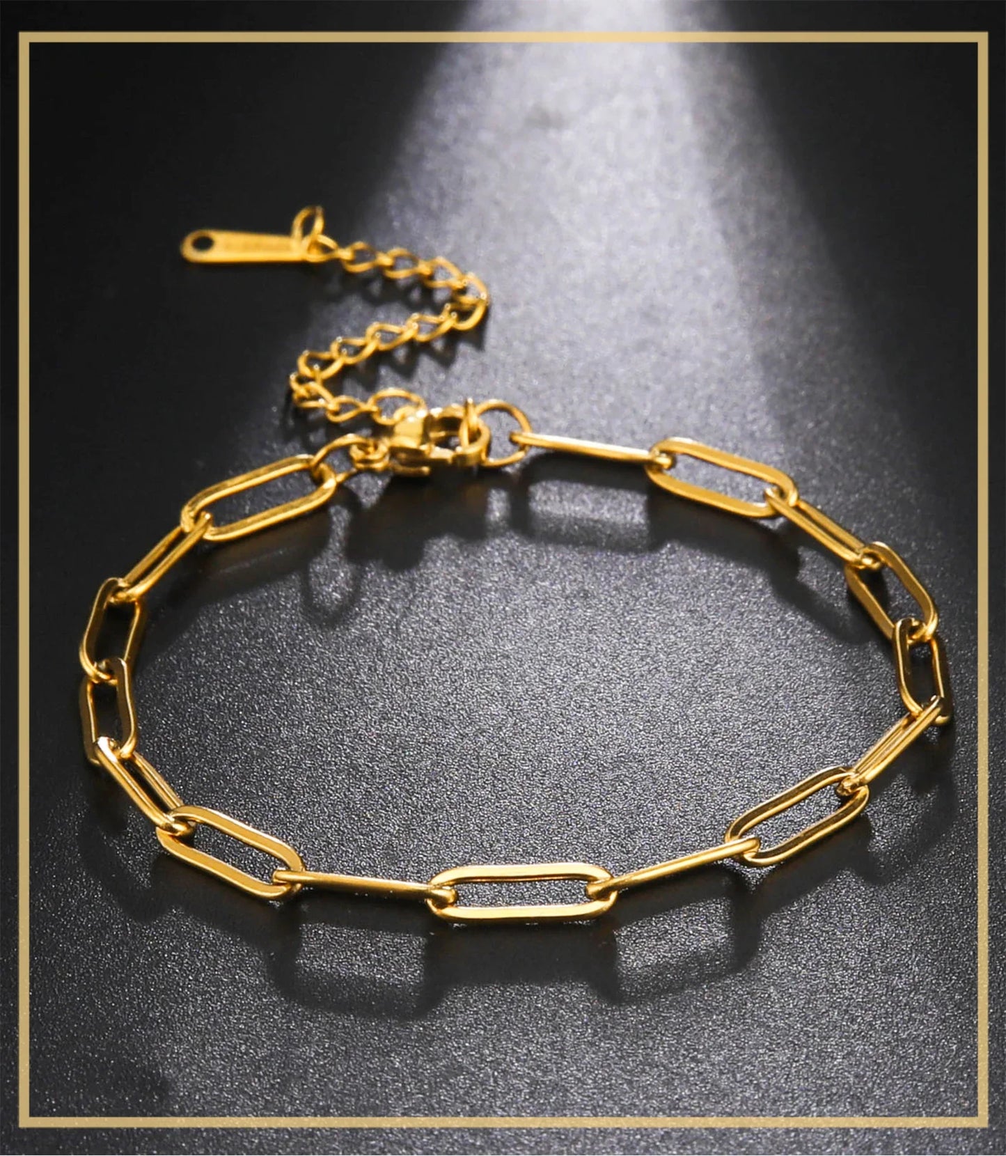 Skyrim Friendship Paperclip Link Chain Men Women Girls Stainless Steel Gold Color Bracelets Minimalist Jewelry Valentine Gift