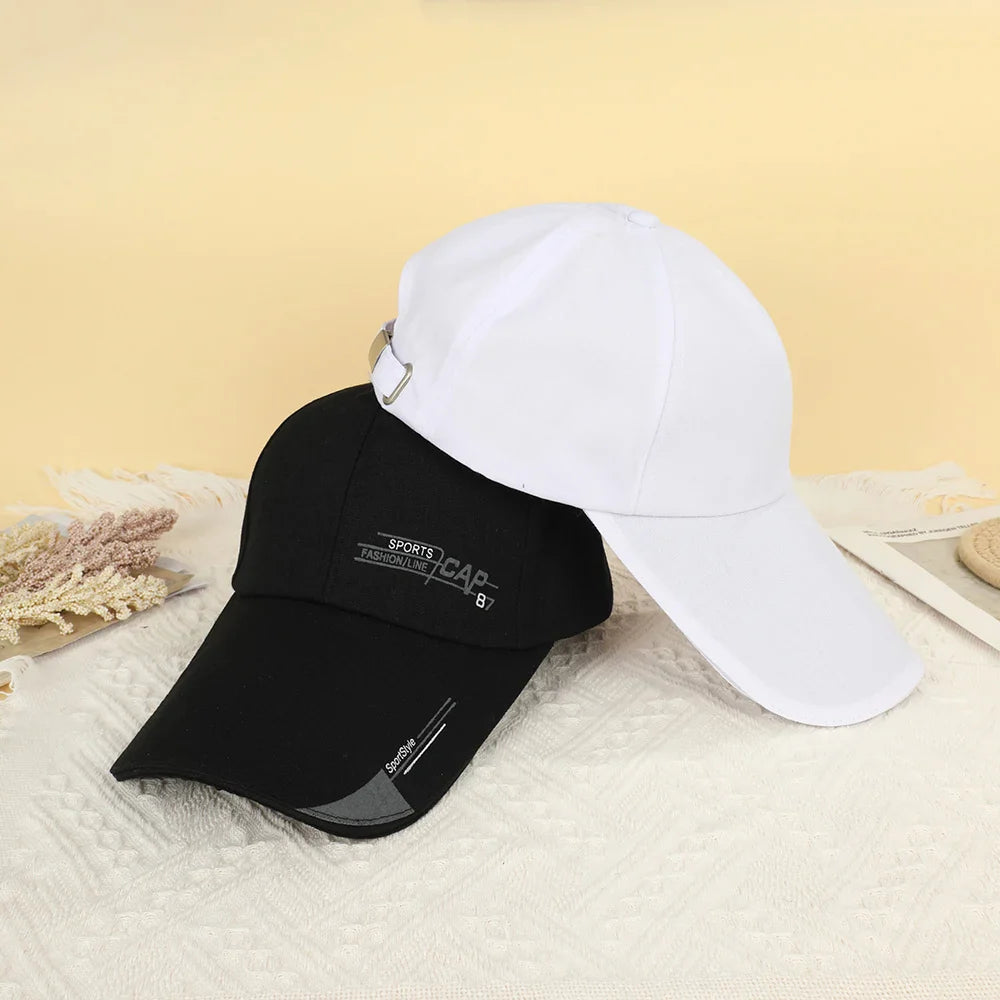2024 Fashion Line Baseball Cap For Men Sports Cap Hat Fish Outdoor Long Visor Brim Shade Snapback Sun Hat Women's Summer Hat