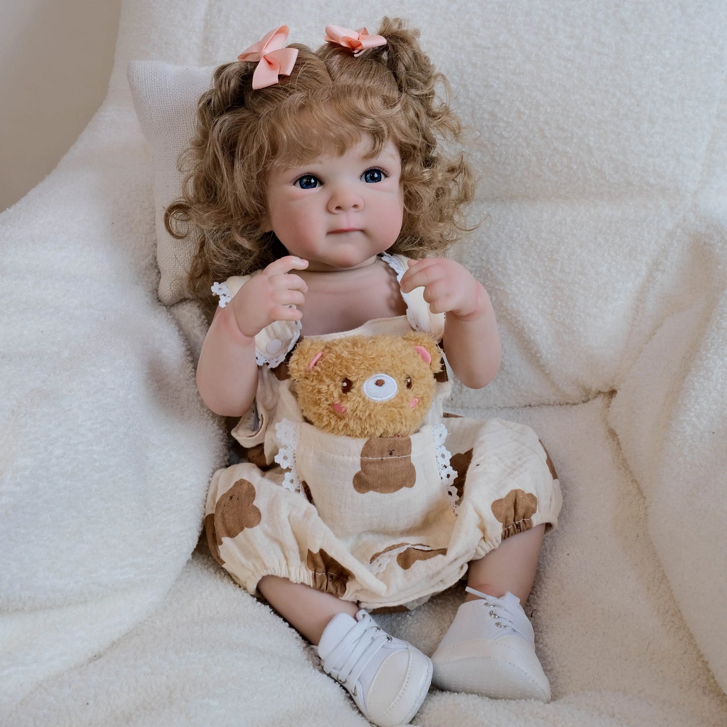 NPK 18inch Full Body Bettie Reborn Baby Doll Lifelike Newborn Cuddly Multiple Layers Painting 3D Skin Hand Rooted Hair