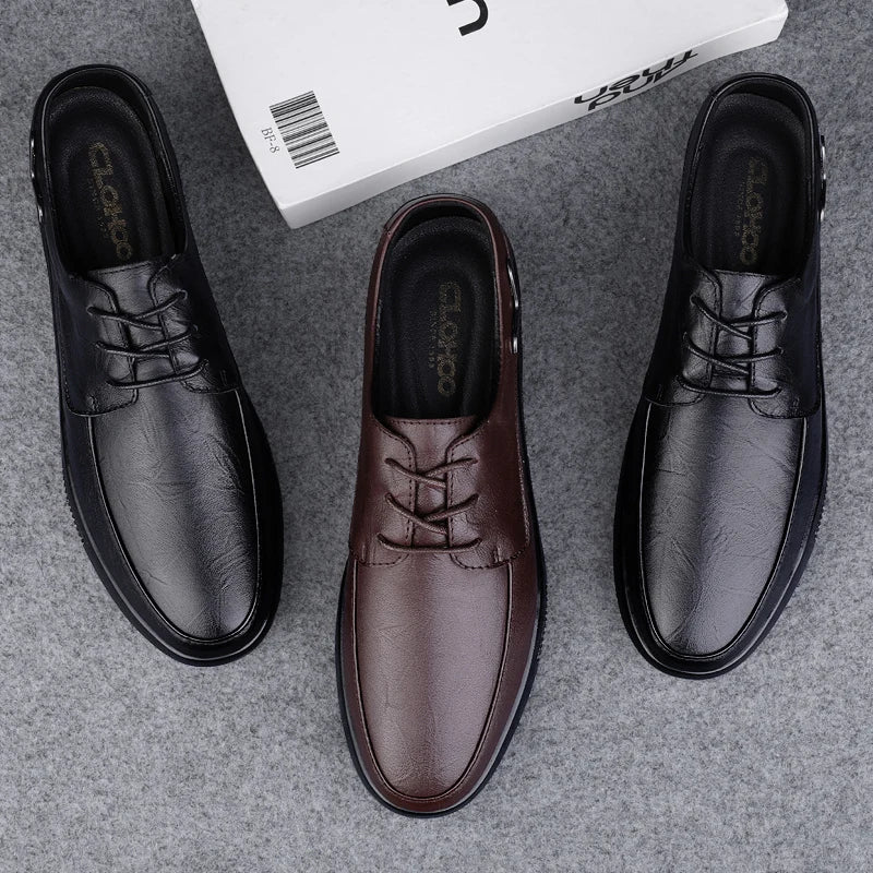 Man Shoes lace up Brogue genuine Leather Shoes Classic Comfortable Oxford Shoes Casual 2023 Men British Style Formal Shoes men