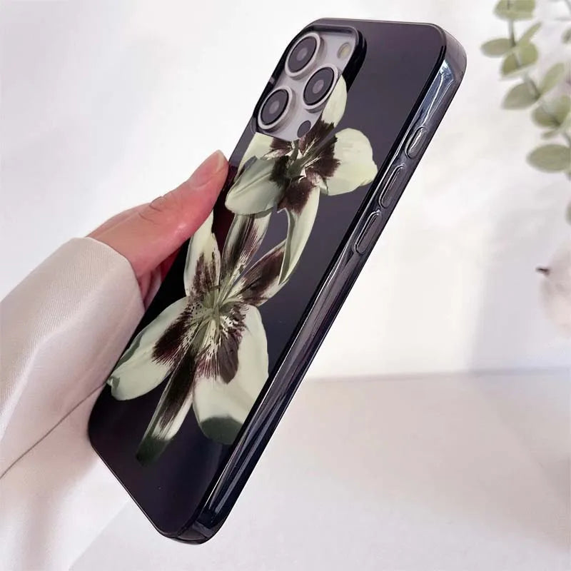 Lily Orchid Flower Print Soft Phone Case For iPhone 16 17 15 14 13 12 11 Pro Max XS X 7 8 16e 16 Plus SE 2022 Shockproof Cover