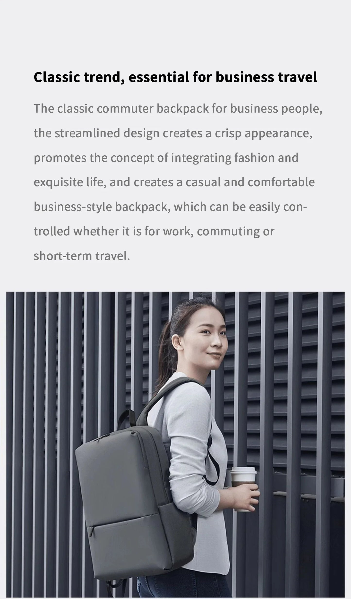 Xiaomi classic business backpack fashion laptop bag for men and women travel large capacity backpack.