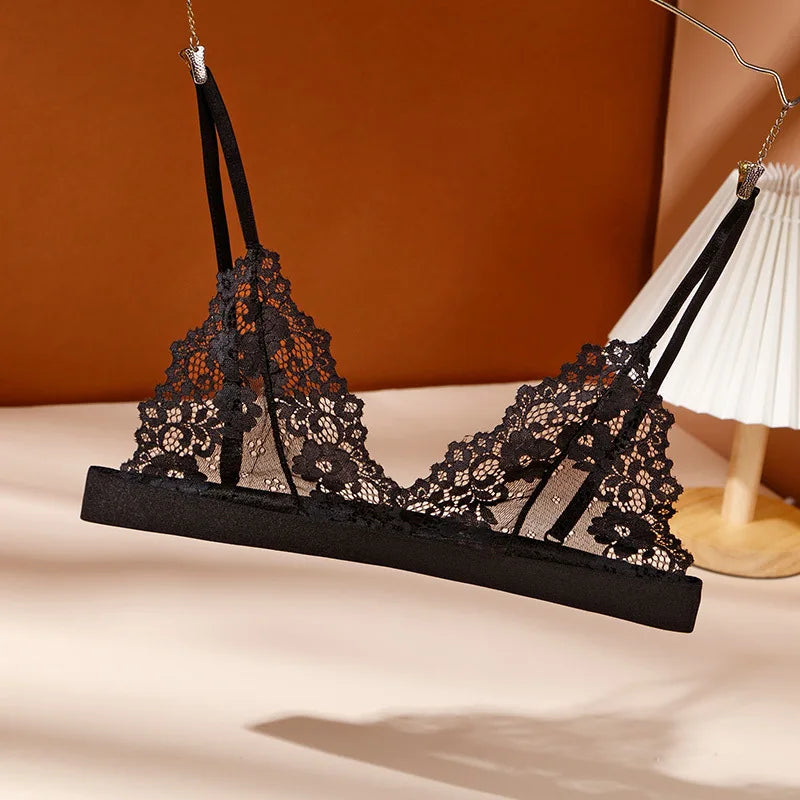 Lace Tube Top Women Hollow Out Bralette Thin Chest Girl  Bras Seamless Transparent