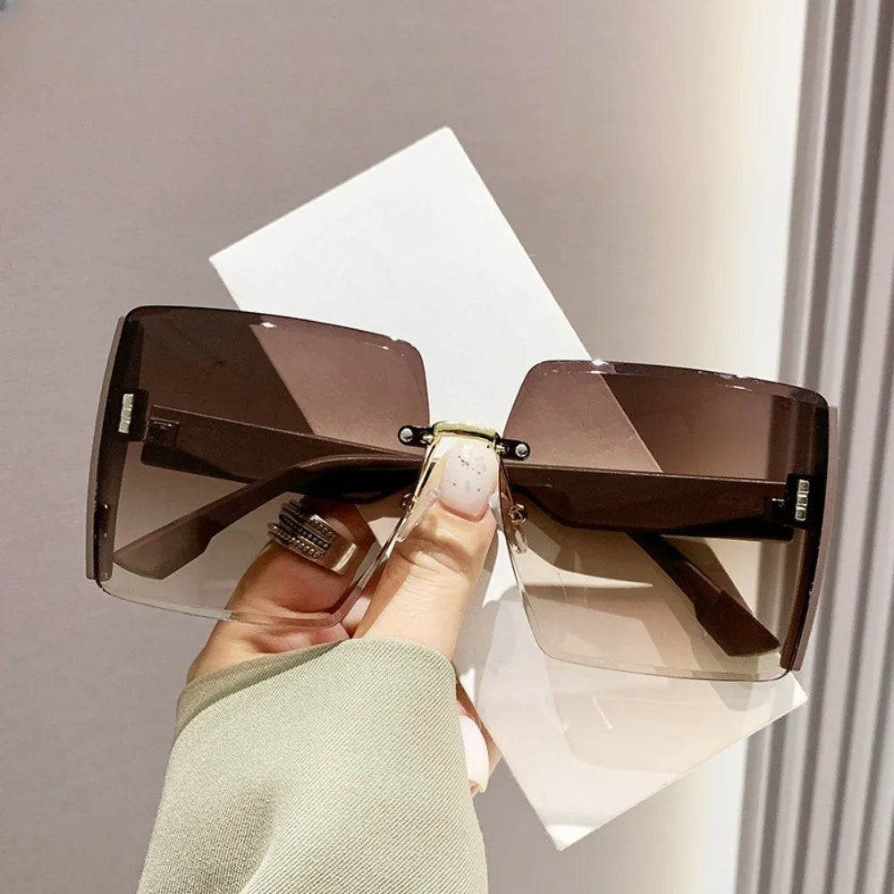 Women Fashion Rimless Beach Gradient Sunglass Original Lady Retro UV400 Eyeglasses