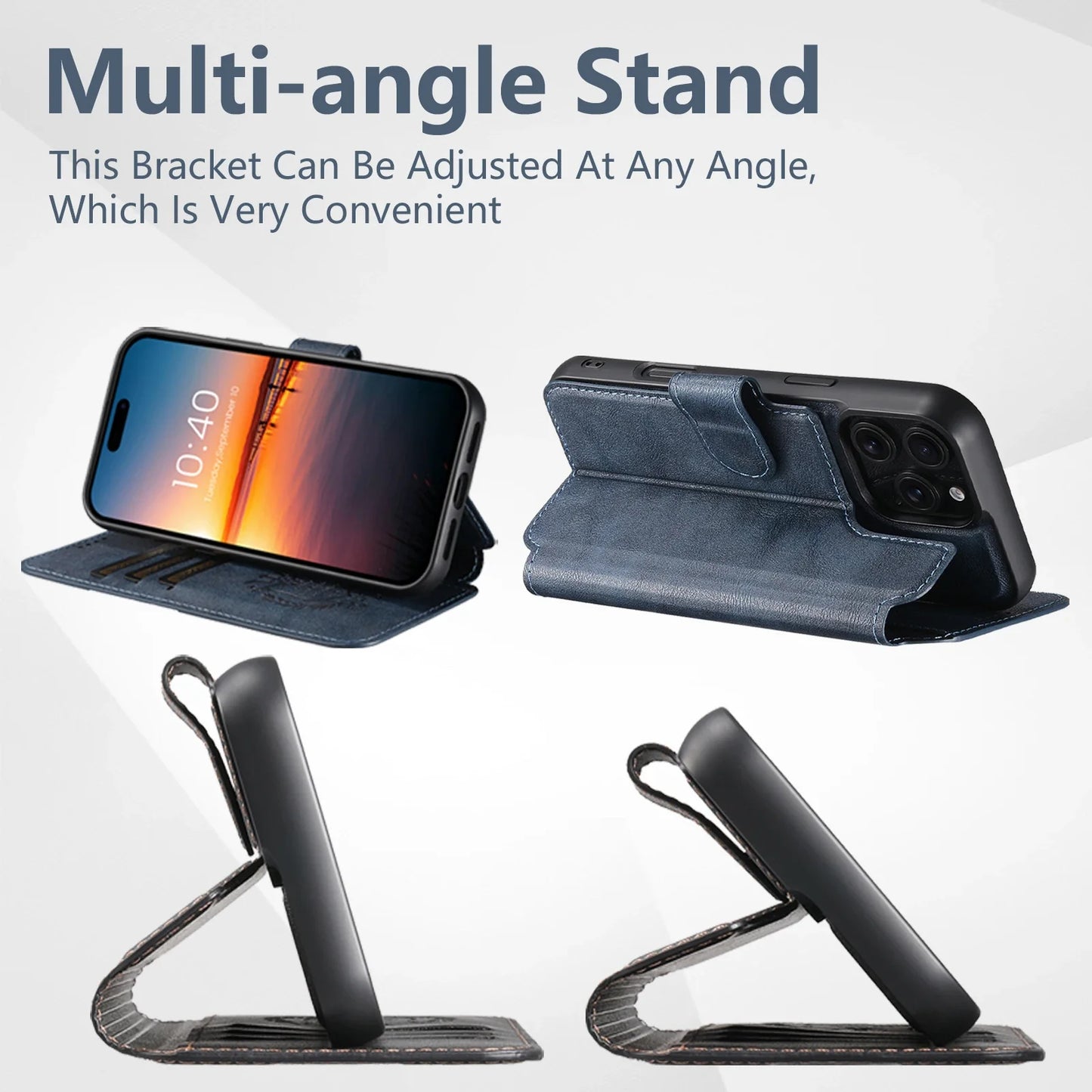 PU Leather Wireless Charging Card Holder Stand Wallet Magnetic Flip Cover Phone Case For iPhone 17 Pro Max 16 Plus 15 14 13 12