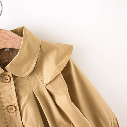 Baby Spring Clothing Autumn Girl Cotton Coat Children's Solid Korean Single breasted Windproof Loose and Simple Coat