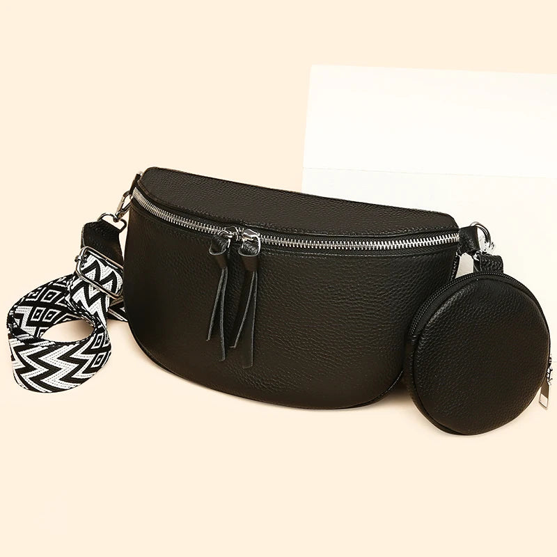 Soft Genuine Leather Fashion Saddle Bag Shoulder Crossbody Bag Luxury Women