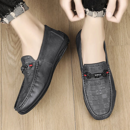 Fashion Leather Men Casual Shoes Slip on Formal Loafers Luxury Brand Comfortable Men Moccasins Italian Soft Male Driving Shoes