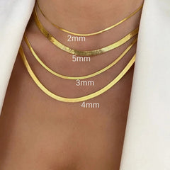 316L Gold Color Stainless Steel Snake Chain Necklace for Women Men Herringbone