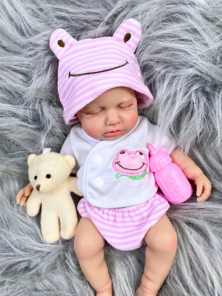 13-Inch Can Open Mouth LouLou Full Solid Silicone Reborn Baby Doll Girl or Boy Washable Stress-relieving Doll Toy Christmas Gift