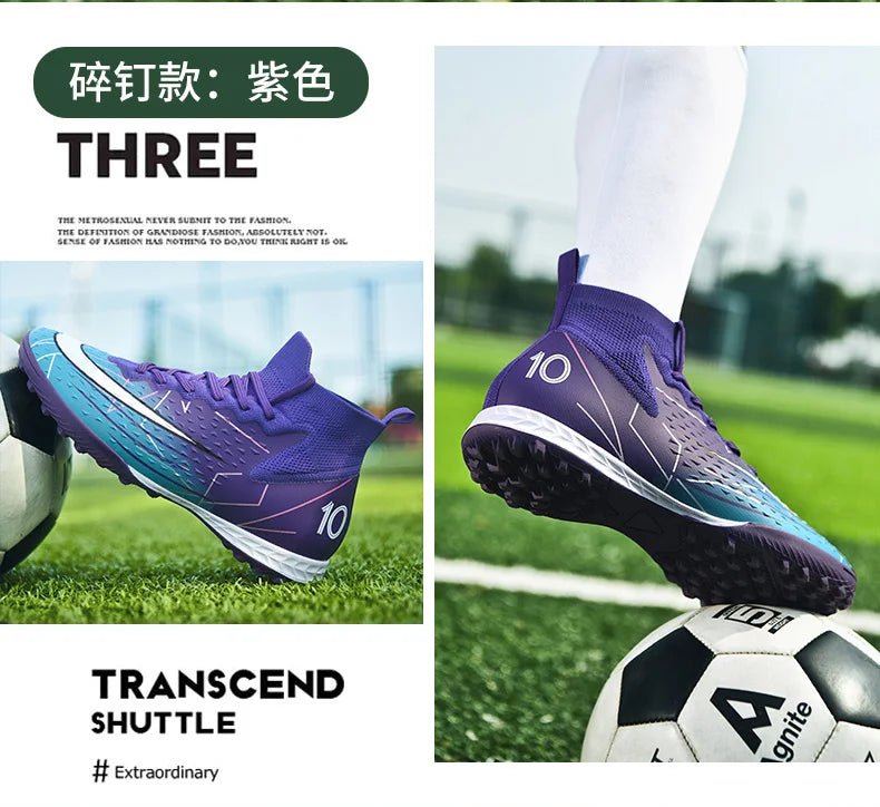 Mens Soccer Cleats High Ankle Football Shoes Long Spikes Outdoor Soccer