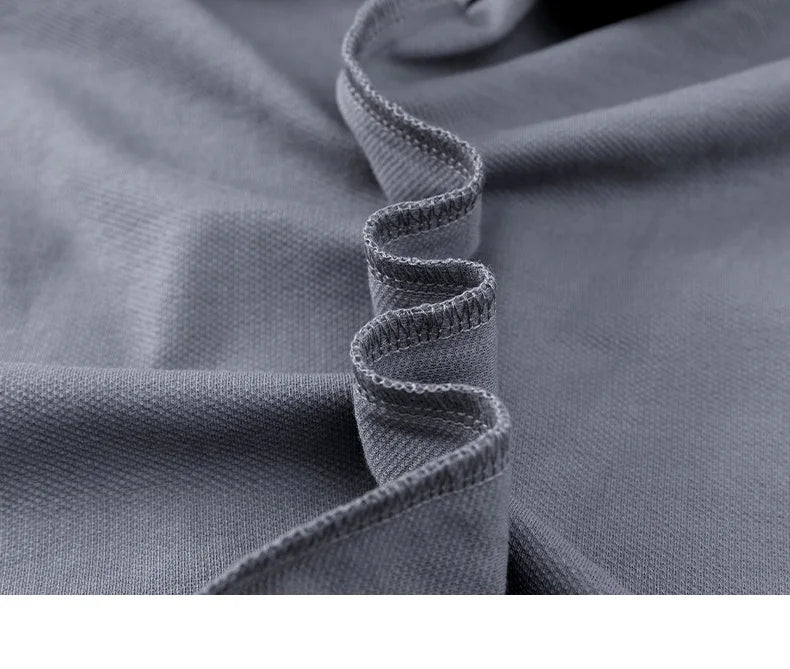 100% pure cotton short sleeved men's polo shirt summer boutique fashion high-quality top solid color collar back striped T-shirt