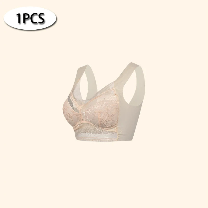 Women Large Push Up Ice Silk Seamless upper Bralette Lace Wireless