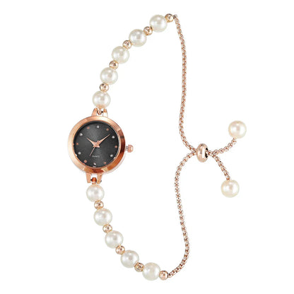 LUCKY FOX New Minimalist Style Pearl Bracelet Women Quartz Watch Fashionable Small Disc Design Light Luxury Jewelry Women Watch