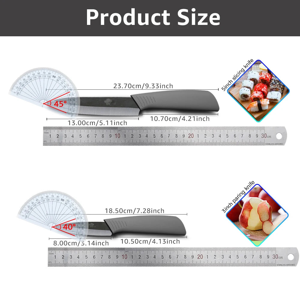 Kitchen Ceramic Knives 3" Paring 5" Slicing Ceramic Knife Black Blade Kitchen Knives
