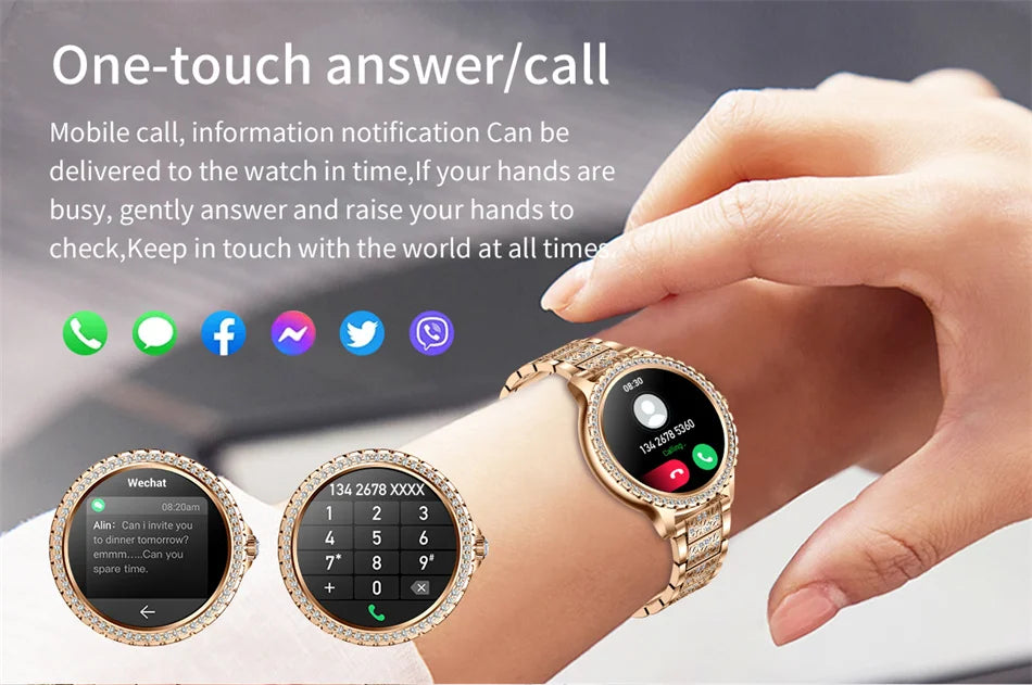 2024New Fashion Women Smart Watch 360*360 HD Screen Sports Bracelet Custom Dial Heart Rate Voice Call Smartwatch For Android IOS