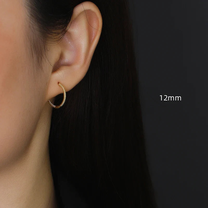 WANTME 925 Sterling Silver Fashion Piercing Charm Twist Huggies Hoop Earrings for Women Rock Gothic Unisex Jewelry Ear Buckles
