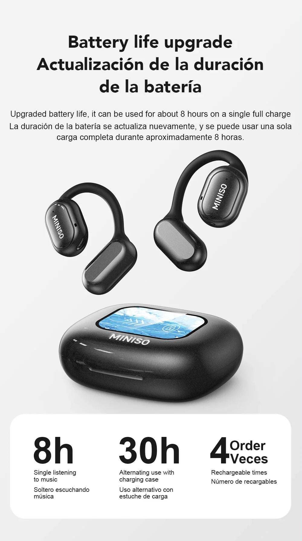 MINISO X30 Wireless Headphones Bluetooth Translation Earbuds Chat Headset Office Travel,real-time Translate Equalizer APP