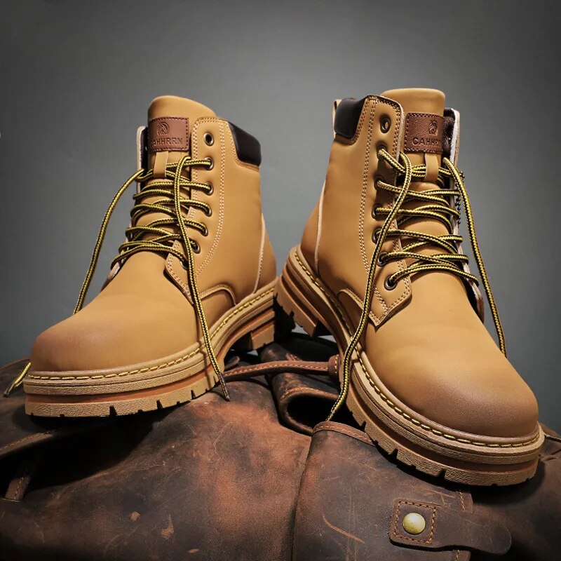 High Top Boots Men Leather Shoes Fall Winter Outdoor Motorcycle Boots Men's Boots