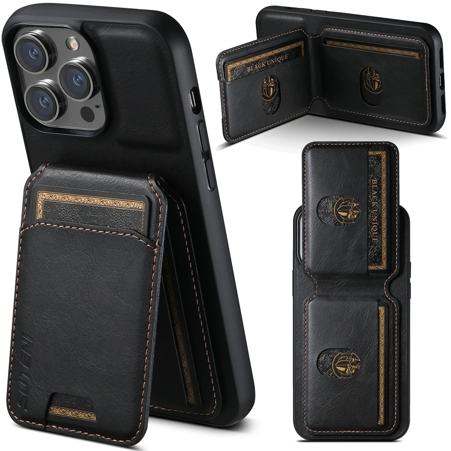 Leather Card Holder Phone Case Wallet Kickstand Cover For iPhone 17 16 15 14 13 12 11 Pro Plus Max X Xs XR