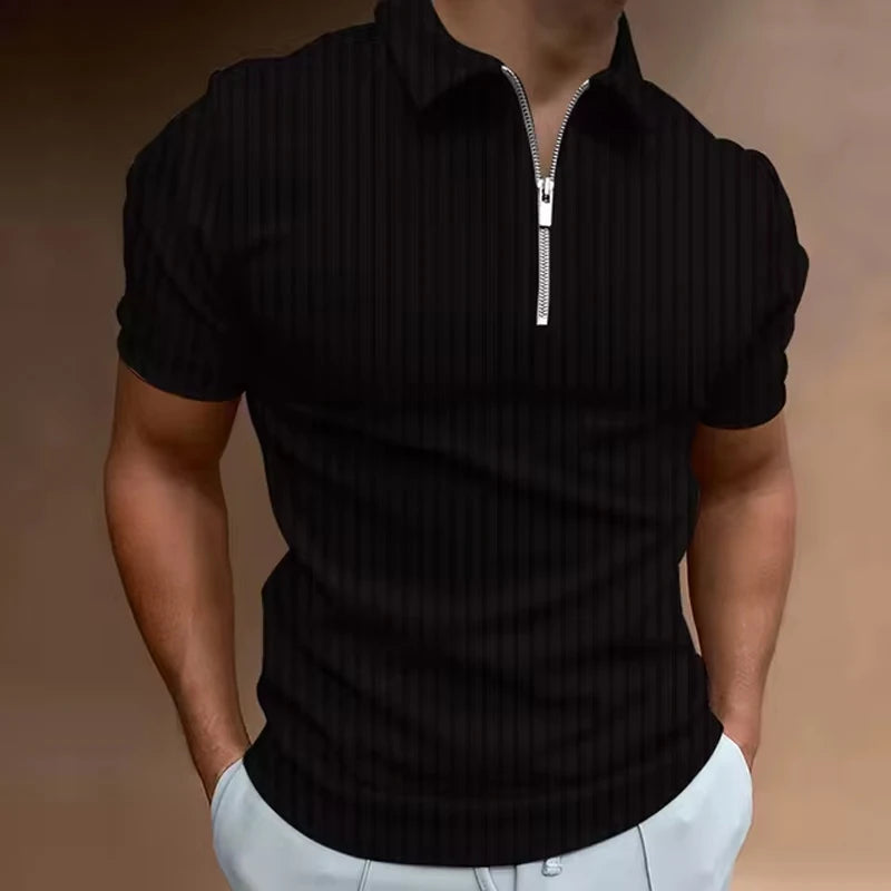 Men's Golf Shirt Quarter Zipper Polo Casual Holiday Lapel Short Sleeve T Shirt Fashion Basic Summer Regular Fit Polo Shirt