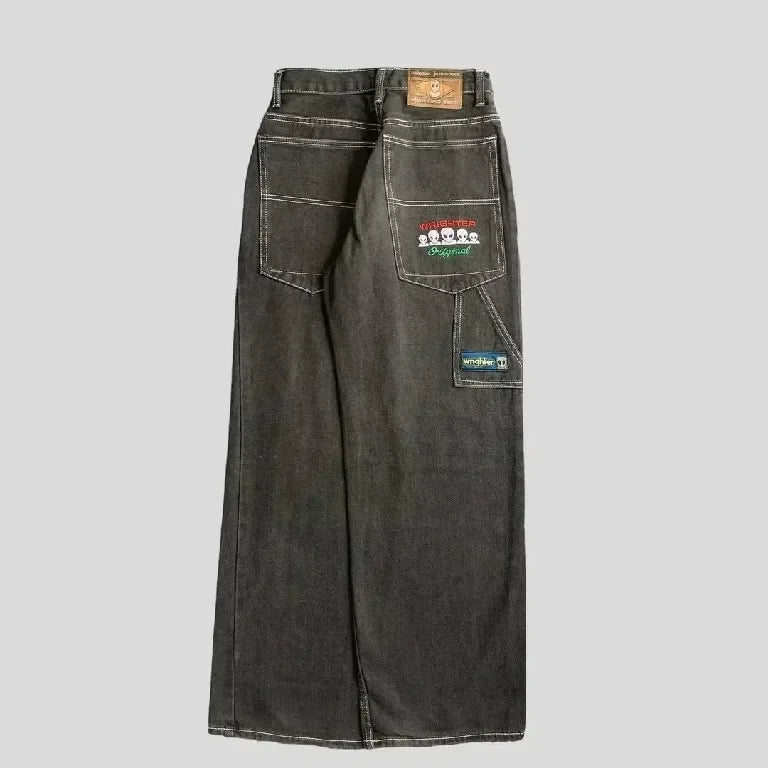 Streetwear Jeans Y2K Harajuku Hip Hop Rock Graphic Print Retro Blue Baggy Jeans